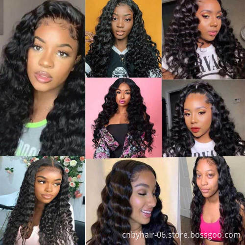 Unprocessed Brazilian Virgin Human Hair Lace Wig Vendor Wholesale Full Transparent HD Lace Front Closure 4X4 Loose Deep Wave Wig